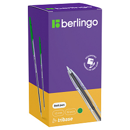 Ручка шариковая Berlingo "Tribase" зеленая, 1,0мм фото Ручка шариковая Berlingo "Tribase" зеленая, 1,0мм