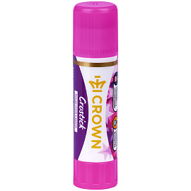 Клей-карандаш Crown "Indicator", 08г, с цветным индикатором, ПВП