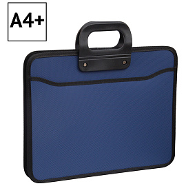 Папка-портфель 3 отделения OfficeSpace А4+, 390*315*120мм, 1000мкм, на молнии (сверху), пластик, синий