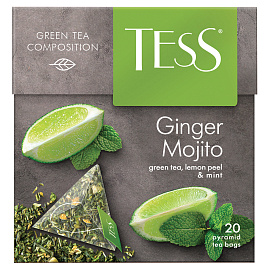 Чай зеленый Tess Ginger Mojito 20 пакетиков (лимон, мята)