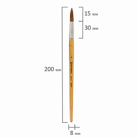 Кисть BRAUBERG, пони, круглая, № 8, 200194
