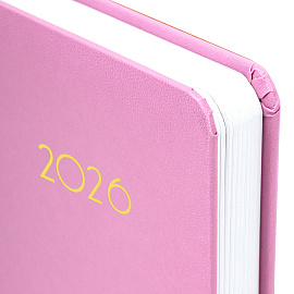 Ежедневник датированный 2026, А5, 138x213 мм, BRAUBERG "Select", балакрон, розовый, 117089