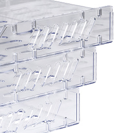 Лоток для бумаг горизонтальный СТАММ "Сити", набор 3шт., на мет. стержнях, широкая загрузка, прозрачный