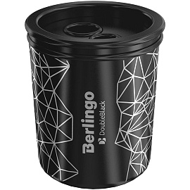 Точилка пластиковая Berlingo "DoubleBlack" 2 отверстия, контейнер, ассорти