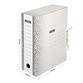 Папка архивная с завязками OfficeSpace "Standard" плотная, микрогофрокартон, 100мм, белая, 900л.