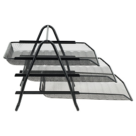 Лоток для бумаг горизонтальный СТАММ, 3 секции, металл, черный