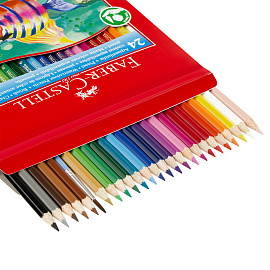 Карандаши цветные акварельные Faber-Castell шестигранные 24 цвета с кистью фото Карандаши цветные акварельные Faber-Castell шестигранные 24 цвета с кистью