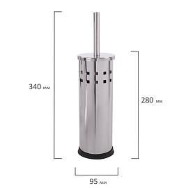 Ершик для унитаза с подставкой, нержавеющая сталь, зеркальный, LAIMA, 601616