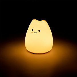 Ночник силиконовый LED "Котик" 90x89x102 мм, белый свет/RGB, таймер, USB, аккумулятор 400 мАч, DASWERK (ДАСВЕРК), 238935