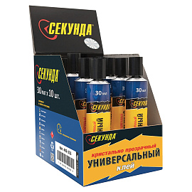 Клей секундный Секунда универсальный кристально-прозрачный 30 мл