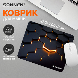 Коврик для мыши SONNEN "HOT CELLS" резина + ткань, 250х200х2 мм, 513955