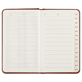 Телефонная книга А7, 64л., кожзам, BG "Nebraska. Brown", с вырубкой