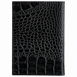 Обложка для автодокументов натуральная кожа кайман, без тиснения, черная, BRAUBERG, 238189