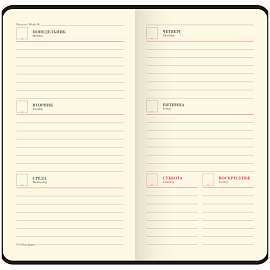 Еженедельник недатированный, карманный, 64л., кожзам, OfficeSpace "Windsor", черный, зол. срез фото Еженедельник недатированный, карманный, 64л., кожзам, OfficeSpace "Windsor", черный, зол. срез