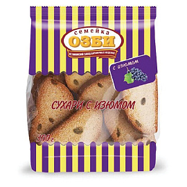 Сухари Семейка Озби с изюмом в сахаре 300 г