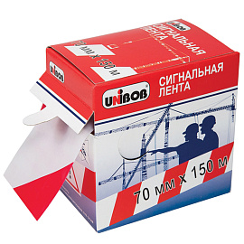 Лента сигнальная Unibob, 70мм*150м, красно-белая, ИУ фото Лента сигнальная Unibob, 70мм*150м, красно-белая, ИУ