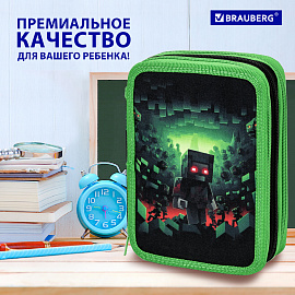 Пенал BRAUBERG, 3 отделения, полиэстер, 21х14 см, "Night warrior", 272333