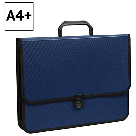 Папка-портфель 2 отделения OfficeSpace А4+, 370*280*120мм, 1000мкм, на замке, пластик, синий