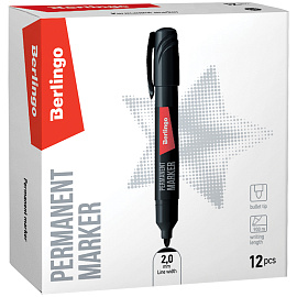 Маркер перманентный Berlingo "Multiline PE200" черный, пулевидный, 2мм