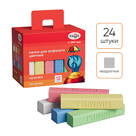 Мелки для асфальта Гамма "Мультики" цветные, 24шт., квадратные, картонная коробка