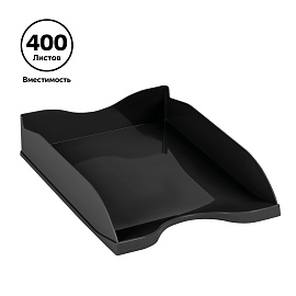 Лоток горизонтальный для бумаг "Люкс", А4 (350х255х65 мм), полипропилен, черный, ЛТГ-30866