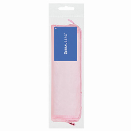 Пенал-тубус BRAUBERG, сетка, 22х5х5 см, розовый, 272235