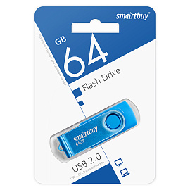 Флеш-диск 64 GB SMARTBUY Twist USB 2.0, синий, SB064GB2TWB