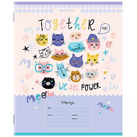 Тетрадь 12 л. BRAUBERG, клетка, обложка картон, "ЗВЕРЯТА", 106464