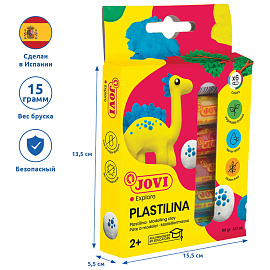 Пластилин растительный JOVI, 6 цветов ассорти, 15г, картон, европодвес