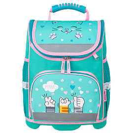 Ранец ЮНЛАНДИЯ WISE, 1 отделение, 3 кармана, устойчивое дно, "Soft paws", 37х29х15 см, 229946