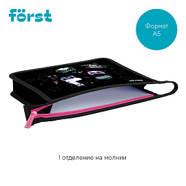 Папка для тетрадей 1 отделение, А5 Forst "Disco Lama" , 240*205*40 мм, пластик, на молнии