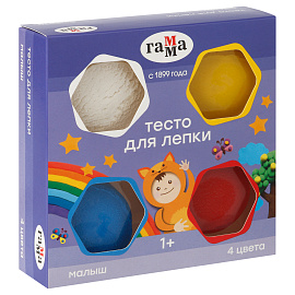 Тесто для лепки Гамма "Малыш", 04 цвета, 240г, картон. упаковка new фото Тесто для лепки Гамма "Малыш", 04 цвета, 240г, картон. упаковка new