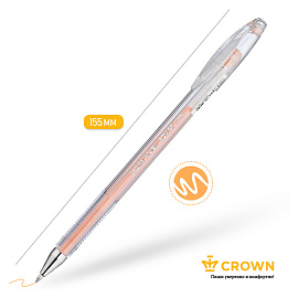 Ручка гелевая CROWN "Hi-Jell Pastel", ОРАНЖЕВАЯ ПАСТЕЛЬ, узел 0,8 мм, линия письма 0,5 мм, HJR-500P