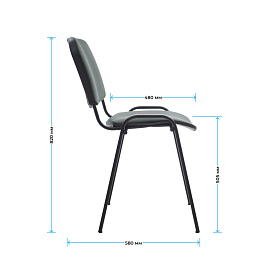 Стул Helmi HL-F01 "Изо", каркас черный, обивка кожзам серый