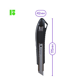 Нож канцелярский 18мм Berlingo "Razzor 200", auto-lock, металл. направл., черный, европодвес