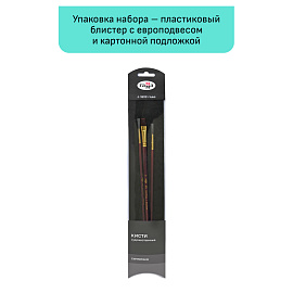 Набор художественных кистей синтетика бордовая Гамма "Вернисаж", 3шт., круглые №0, 4, плоские №10, блистер, европодвес