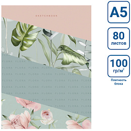 Скетчбук 80л., А5 BG "Gently", 7БЦ, матовая ламинация, 100г/м2