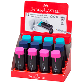 Точилка Faber-Castell Combi с ластиком и контейнером в ассортименте