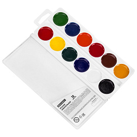 Краски акварельные BRAUBERG "МИЛЫЕ КОТЫ", медовые, 12 цветов, круглые кюветы, 192685