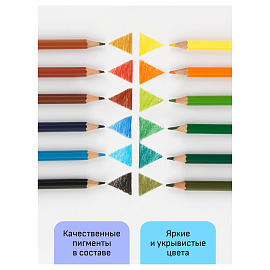 Карандаши цветные Гамма "Хобби. Лесной пейзаж", 12цв., заточен., ПВХ, европодвес