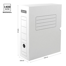 Короб архивный с клапаном OfficeSpace, микрогофрокартон, 150мм, белый, до 1400л. фото Короб архивный с клапаном OfficeSpace, микрогофрокартон, 150мм, белый, до 1400л.
