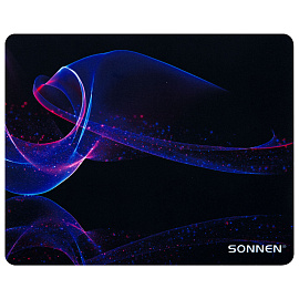 Коврик для мыши SONNEN "NEON WAVE" резина + ткань, 250х200х2 мм, 513958