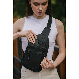 Рюкзак однолямочный HEIKKI PROMPT (ХЕЙКИ), 2 отделения, черный, 30х16х6 см, 273926