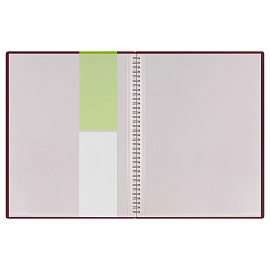 Папка с 20 вкладышами на гребне СТАММ "Диагональ" А4, 14мм, 700мкм, пластик, гранат