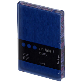 Ежедневник недатированный, В6, 160л., кожзам, Berlingo "Spring", синий, полноцветный срез