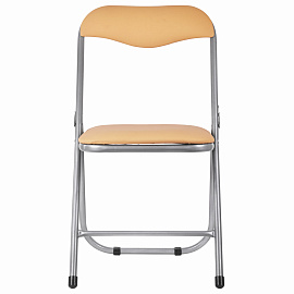 Стул складной для дома и офиса РС04, серебристый каркас, кожзам песочный фото Стул складной для дома и офиса РС04, серебристый каркас, кожзам песочный