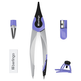 Готовальня Berlingo "Optimum", 5 предметов, циркуль 135мм, пластиковый футляр, фиолетовый фото Готовальня Berlingo "Optimum", 5 предметов, циркуль 135мм, пластиковый футляр, фиолетовый