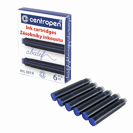 Картриджи чернильные СИНИЕ CENTROPEN, КОМПЛЕКТ 6 шт., 0019/6, 1 0019 0601 фото Картриджи чернильные СИНИЕ CENTROPEN, КОМПЛЕКТ 6 шт., 0019/6, 1 0019 0601