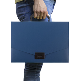 Портфель пластиковый STAFF А4 (320х225х36 мм), без отделений, синий, 229240