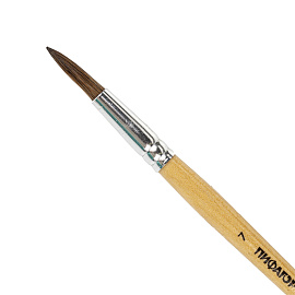 Кисть ПИФАГОР, ПОНИ, круглая, № 7, деревянная лакированная ручка, колпачок, пакет с подвесом, 200836 фото Кисть ПИФАГОР, ПОНИ, круглая, № 7, деревянная лакированная ручка, колпачок, пакет с подвесом, 200836